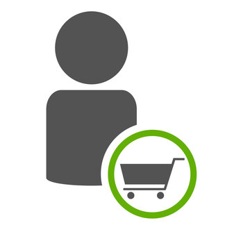 Persönlicher Warenkorb - Icon mit Person und Shop Symbol