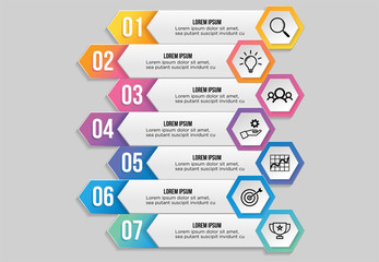 Vector Infographic Design Template with Options Steps and Marketing Icons can be used for info graph, presentations, process, diagrams, annual reports, workflow layout