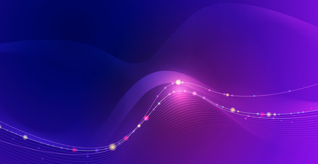 Vector illustration smooth lines in dark blue color background. Hi tech digital technology concept. Abstract futuristic, shiny lines background