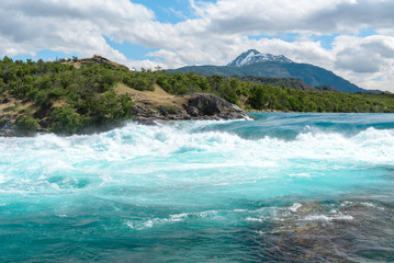 Falls of the confluence of Baker river and Neff river, Chilean Patagonia