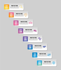 Vector Infographic Design Template with Options Steps and Marketing Icons can be used for info graph, presentations, process, diagrams, annual reports, workflow layout