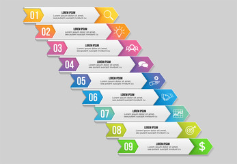 Vector Infographic Design Template with Options Steps and Marketing Icons can be used for info graph, presentations, process, diagrams, annual reports, workflow layout