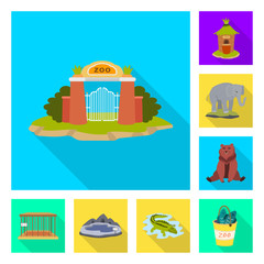 Vector design of safari  and animal symbol. Set of safari  and fun  vector icon for stock.