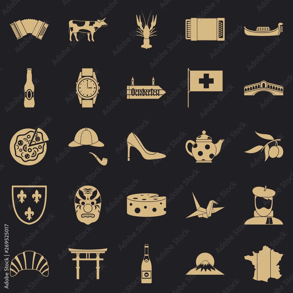 Poster reconnaissance icons set. simple set of 25 reconnaissance vector icons for web for any design