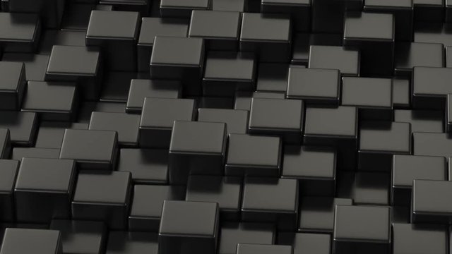 Black blocks. Random motion. Art concept. 3D rendering.
