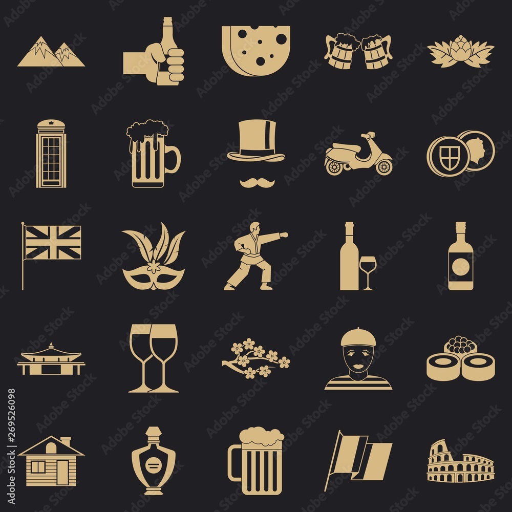 Poster rest zone icons set. simple set of 25 rest zone vector icons for web for any design