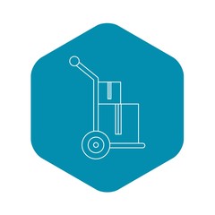 Handle truck with boxes icon. Outline illustration of handle truck with boxes vector icon for web