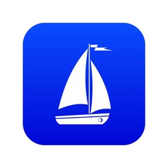 Boat icon digital blue for any design isolated on white vector illustration