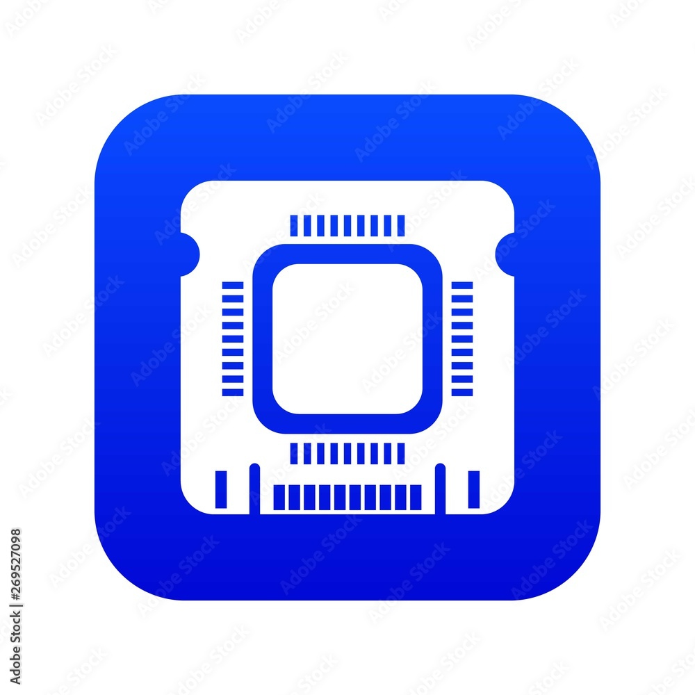 Poster component microchip icon blue vector isolated on white background