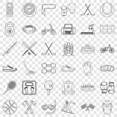 Sportsman icons set. Outline style of 36 sportsman vector icons for web for any design