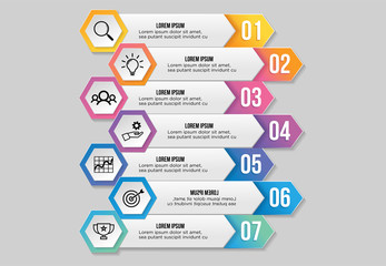 Vector Infographic Design Template with Options Steps and Marketing Icons can be used for info graph, presentations, process, diagrams, annual reports, workflow layout