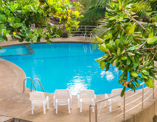 beautiful swimming pool in tropical resort , Phangan island, Thailand.