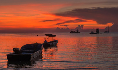 sunset sea coast view at Koh Tao island , Samui, Thailand