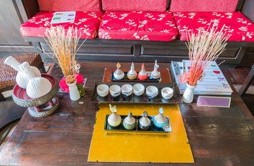 Thai Spa objects - massage compress balls herbal ball and treatment spa relax and healthy care with...