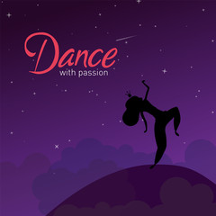 Dance with passion card with girl silhouette