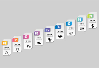 Vector Infographic Design Template with Options Steps and Marketing Icons can be used for info graph, presentations, process, diagrams, annual reports, workflow layout