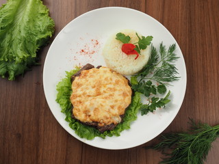 Meat rissoles baced with cheese