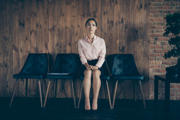 Portrait of her she nice-looking attractive elegant trendy lady top specialist partner sitting on...