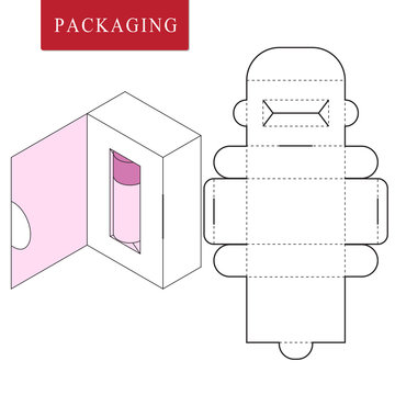 Vector Illustration of Box.Package Template. Isolated White Retail Mock up.No glue.
