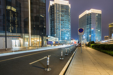 Office buildings and highways at night in the financial center, chongqing, China
