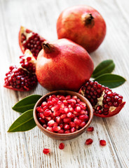 Ripe pomegranate fruits