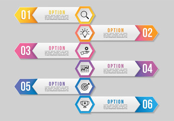 Vector Infographic Design Template with Options Steps and Marketing Icons can be used for info graph, presentations, process, diagrams, annual reports, workflow layout