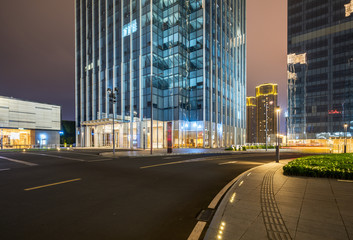 Fototapeta premium Office buildings and highways at night in the financial center, chongqing, China
