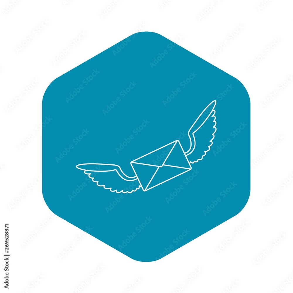 Poster winged mail envelope icon. outline illustration of winged mail envelope vector icon for web