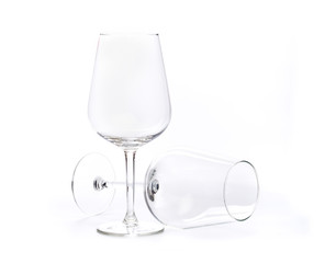 vine  glasses on a white background