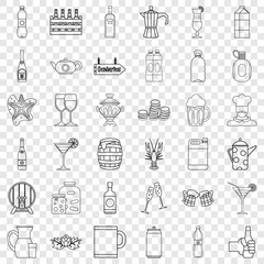 Beer bottle icons set. Outline style of 36 Beer bottle vector icons for web for any design