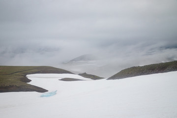 view of fog and clouds in the Kamchatka Peninsula,