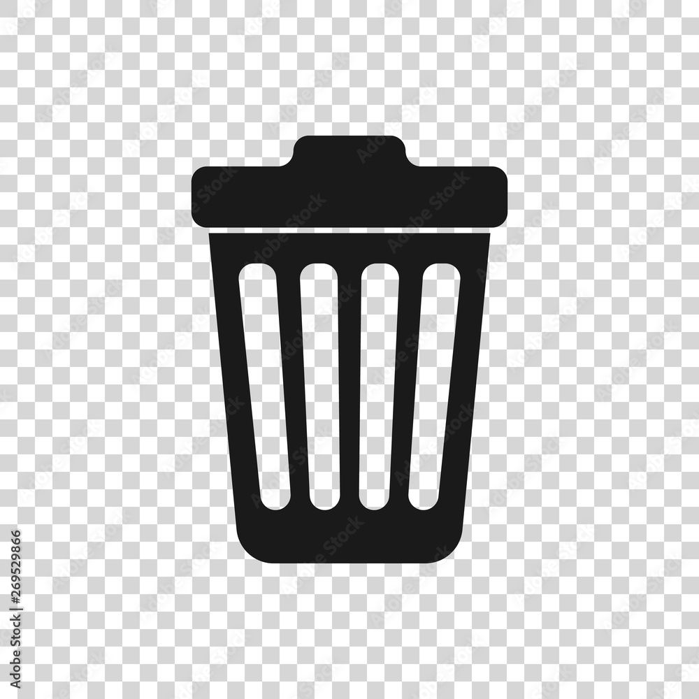 Poster grey trash can icon isolated on transparent background. garbage bin sign. vector illustration