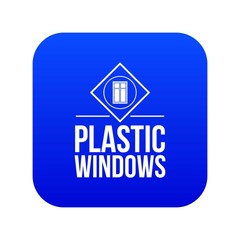 Plastic window icon blue vector isolated on white background