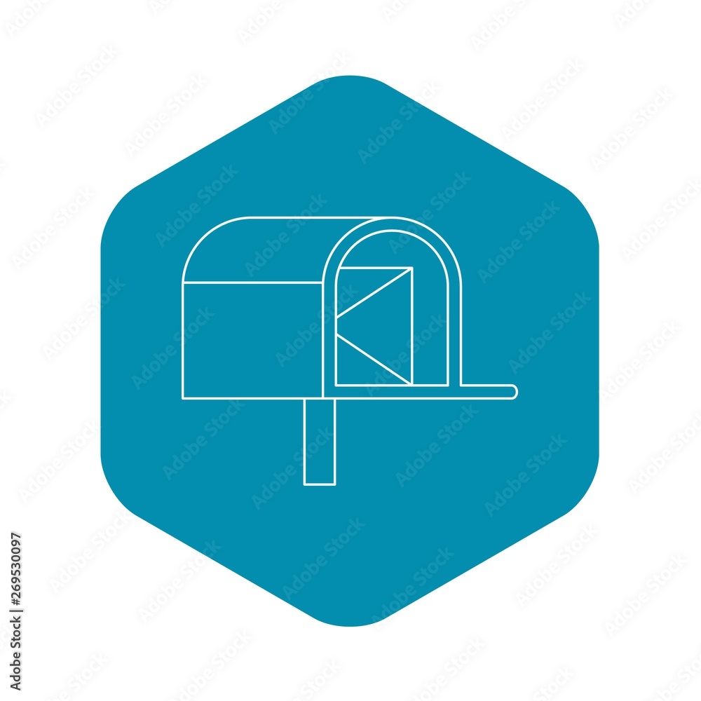 Poster mailbox with mail icon. outline illustration of mailbox with mail vector icon for web
