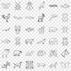 Insect icons set. Outline style of 36 insect vector icons for web for any design