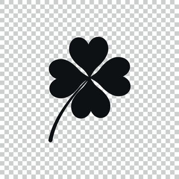 Grey Four leaf clover icon isolated on transparent background. Happy Saint Patrick day. Vector Illustration
