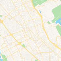 Empty vector map of San Leandro, California, USA