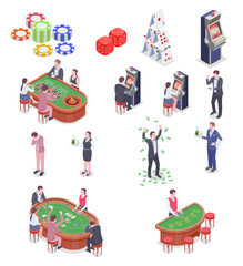 Casino Isometric Icons Set