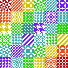 geometric Seamless Patterns. Diamond, Checkerboard, Stars, Herringbone, Stripes and Moroccan Vintage Patterns.