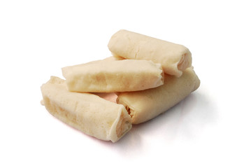 Fresh spring rolls on white background.(with Clipping Path).