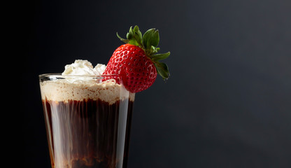 Chocolate drink with whipped cream.