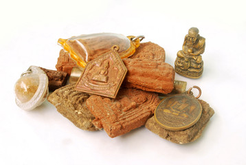 Fototapeta na wymiar Thai sacred objects on white background.(with Clipping Path).