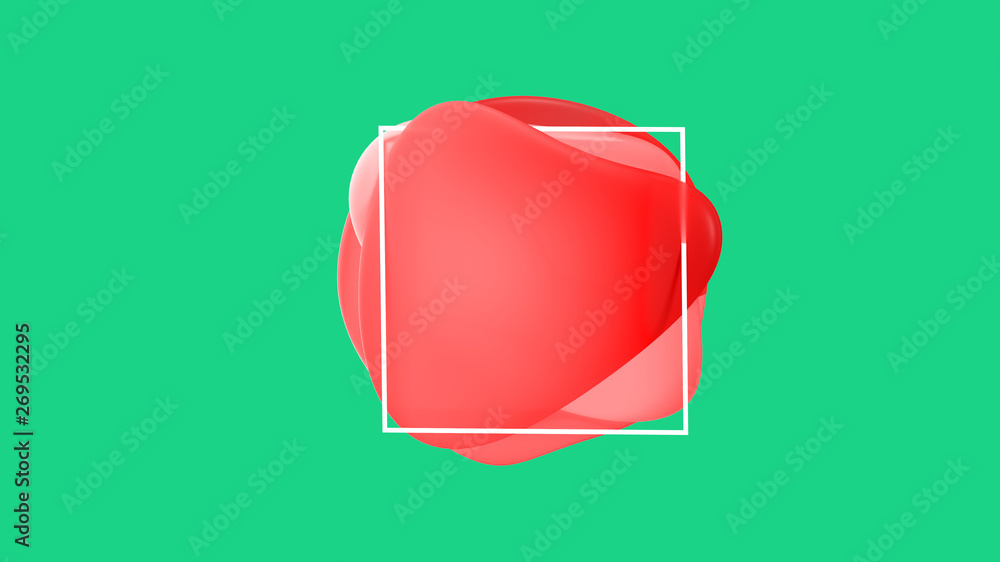 Aufkleber red gradient color abstract shape banner and frame. liquid soft body bright colors design element. 3