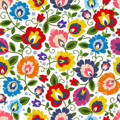 Beautiful Polish traditional floral folk pattern vector