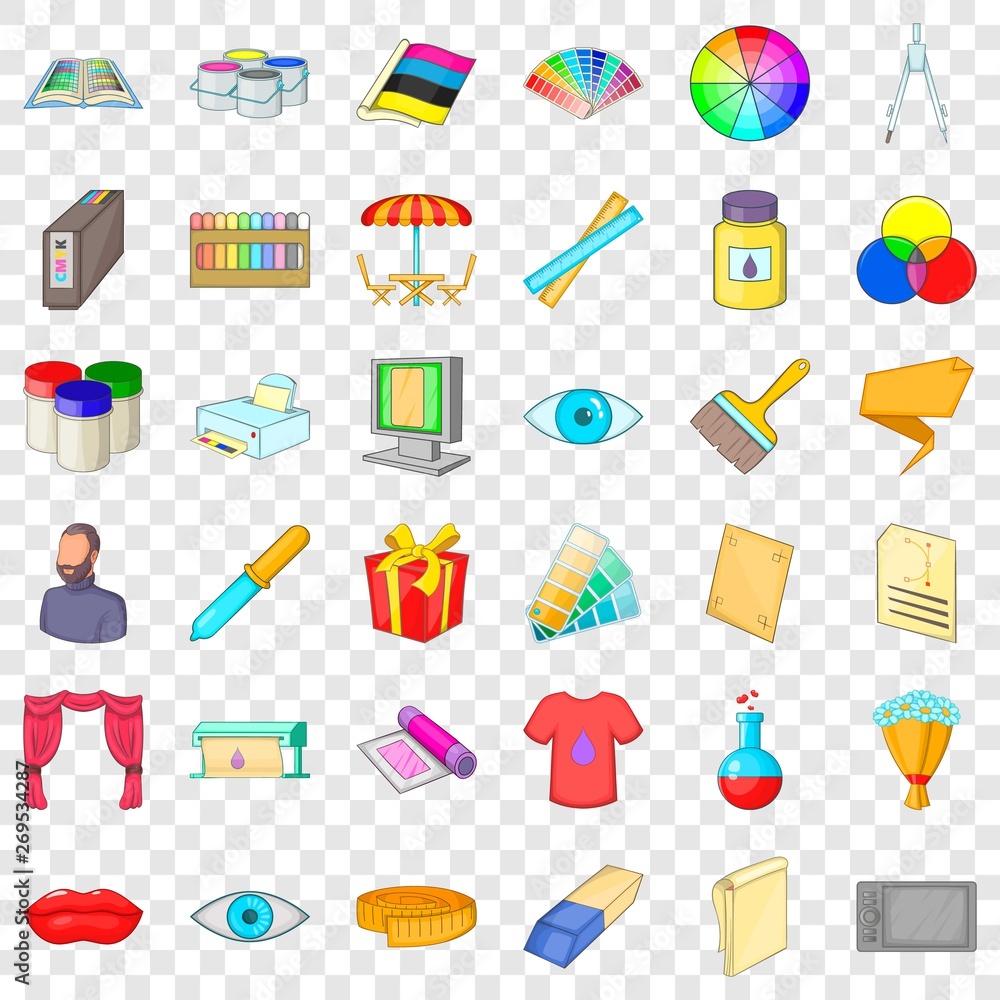 Poster cmyk icons set. cartoon style of 36 cmyk vector icons for web for any design