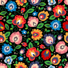 Beautiful Polish traditional floral folk pattern vector