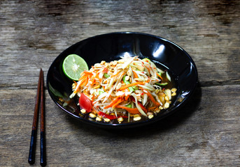 Papaya salad with shrimp, famous Thai food, Thai Salad, 