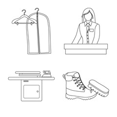 Vector illustration of laundry and clean symbol. Set of laundry and clothes stock symbol for web.