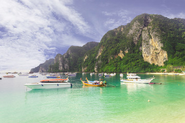 boat and sea at phi phi island