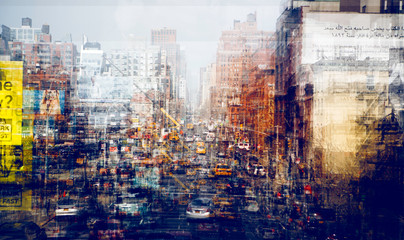 New York City Taxi Cabs Collage Abstract 